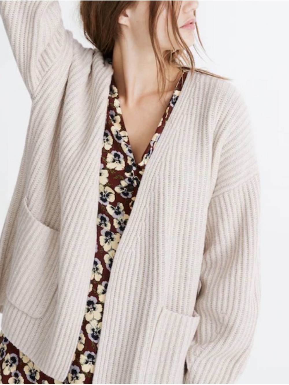 Madewell Redford Heather Fog Wool Blend Open Cardigan Sweater XS